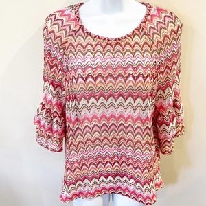 Anthropologie Eva Franco Chevron Pink Blouse Small